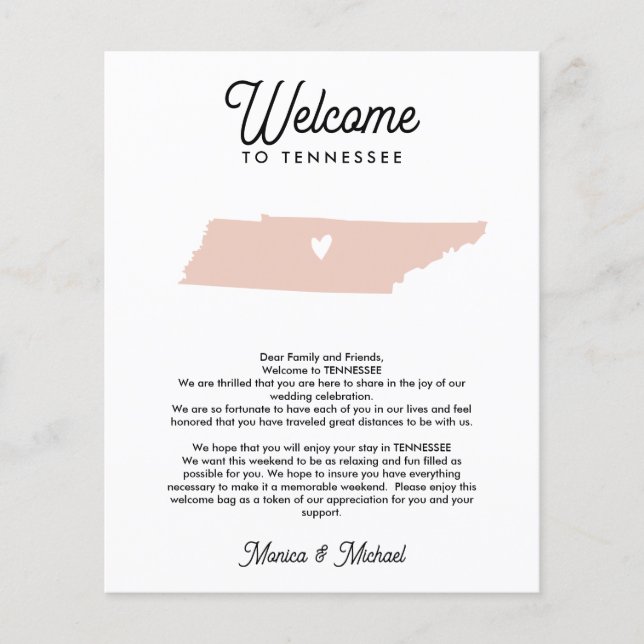 Papier LETTRE D'ACCUEIL TENNESSEE Itinéraire TOUTE COULEU (Devant)