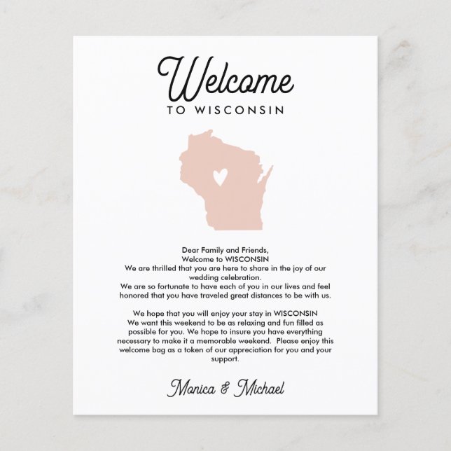 Papier LETTRE D'ACCUEIL WISCONSIN Itinéraire TOUTE COULEU (Devant)