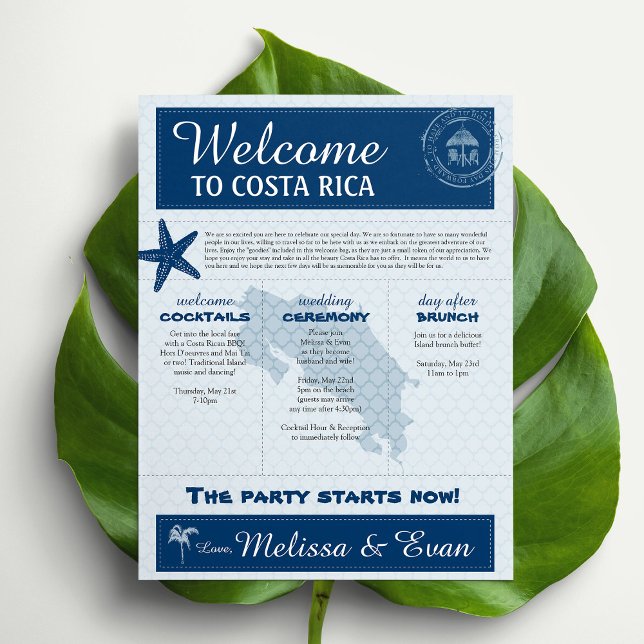 Papier Lettre de bienvenue du Mariage bleu pour le Costa  (Créateur téléchargé)