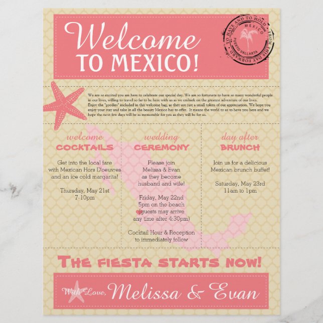 Papier Lettre de bienvenue mariage pour Puerto Vallarta M (Devant)