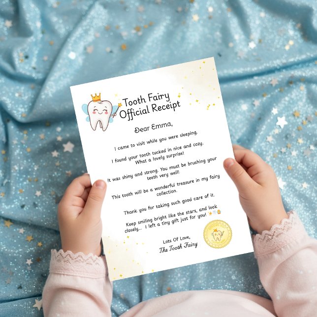 Papier Lettre de certificat de réception de dents pour en (Tooth Fairy Receipt Certificate Letter for Kids)