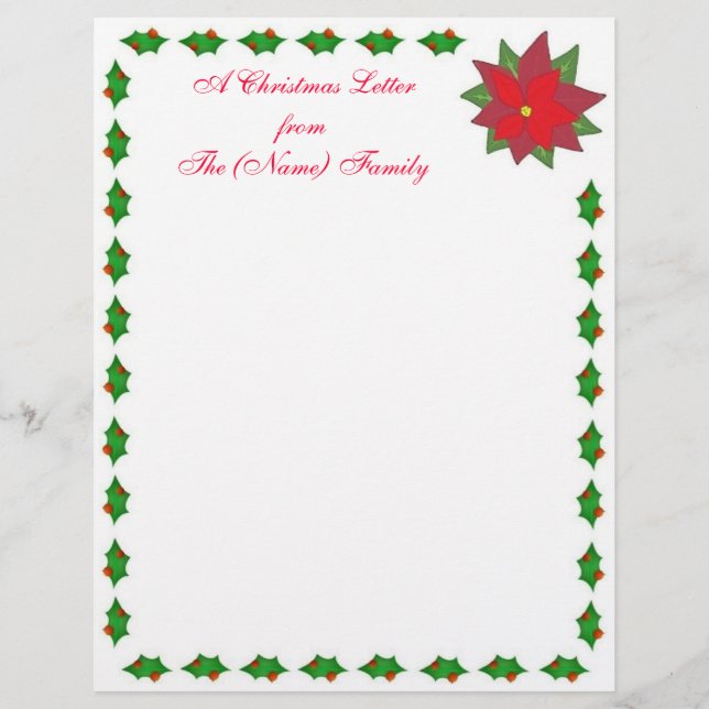 Papier Lettre de Noël à la famille en-tête (Devant)
