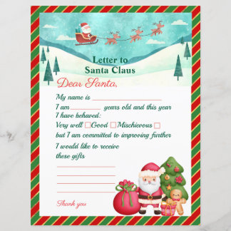 Papier Lettre de Noël à remplir pour les enfants