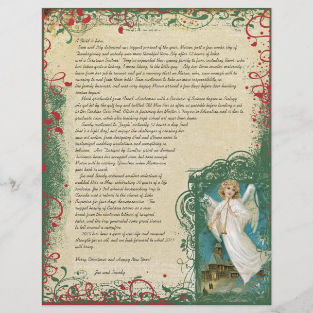 Papier Lettre de Noël Angel vintage (Devant)