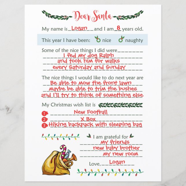 Papier Lettre de Noël de Père Noël (Devant)