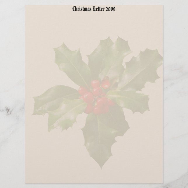 Papier Lettre de Noël Holly & Berries 2009 en-tête (Devant)