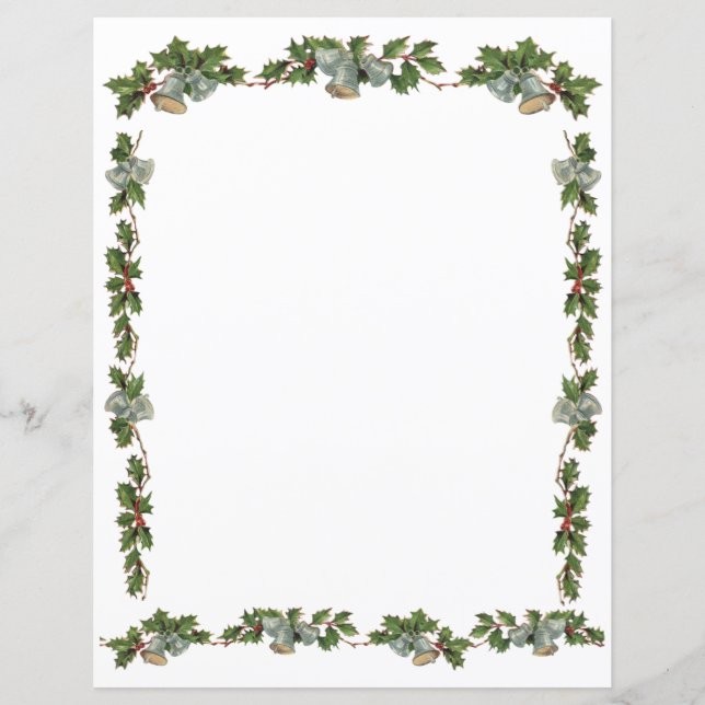 Papier Lettre de Noël Holly et Bells (Devant)