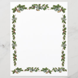 Papier Lettre de Noël Holly et Bells