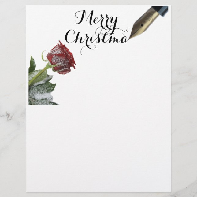 Papier Lettre de Noël Joyeux rose de neige (Devant)