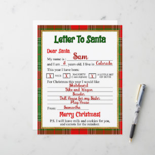 Papier Lettre de Noël portée au Père Noël