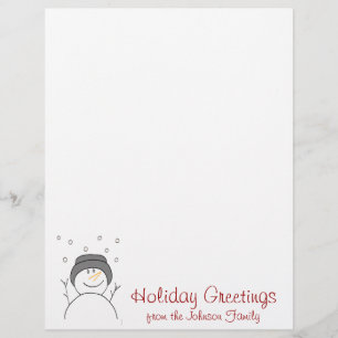 Papier Lettre de Noël Snowman Souriant