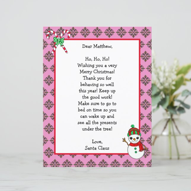 Papier Lettre de nom de Noël personnalisée de Père Noël (Debout devant)