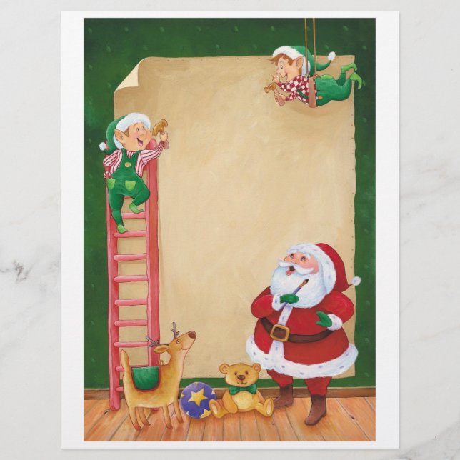 Papier Lettre De Père Noël : Elfes D'Aide (Devant)