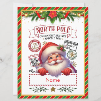 Papier Lettre de Santa Claus Service de Nuit au Pôle Nord