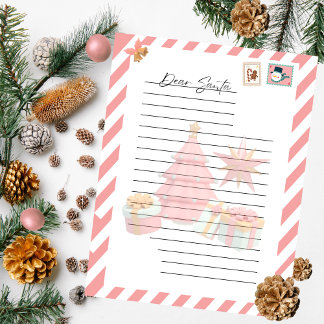 Papier Lettre de voeux de Noël Festive Girls à Père Noël