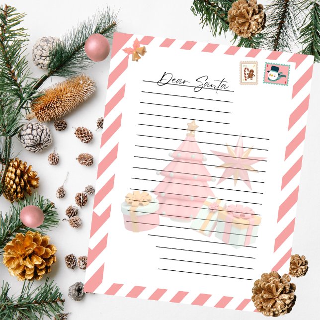 Papier Lettre de voeux de Noël Festive Girls à Père Noël (Créateur téléchargé)