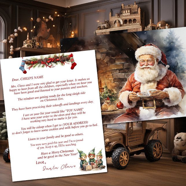 Papier Lettre du Père Noël Elves Stockings Garland (Créateur téléchargé)