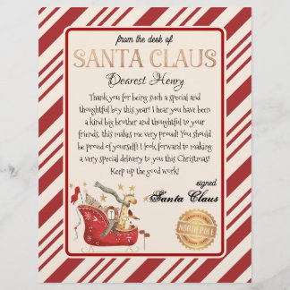 Papier Lettre du Père Noël Plein traîneau Imprimable