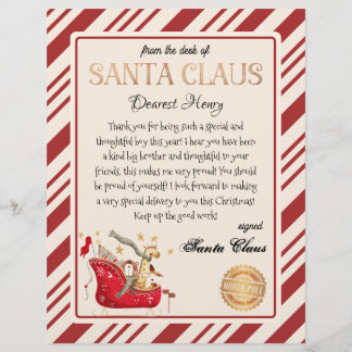 Papier Lettre du Père Noël Plein traîneau Imprimable