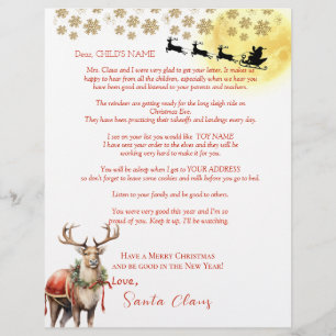 Papier Lettre du sapin de Noël Père Noël Reindeer