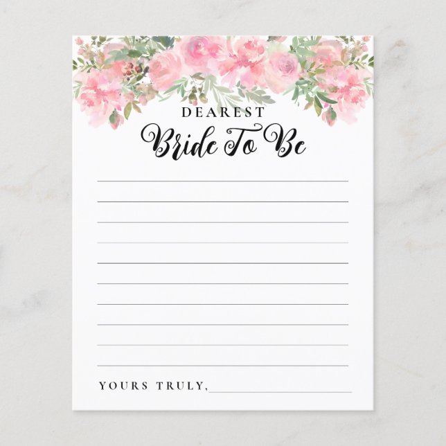 Papier LETTRE Florale Rose Brousse Mariée Pour Être Fête  (Devant)