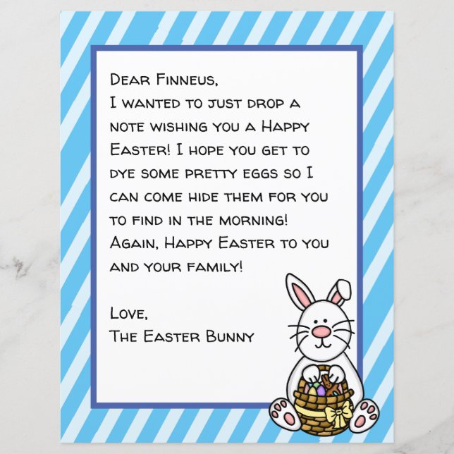 Papier Lettre lapin de Pâques personnalisée (Devant)