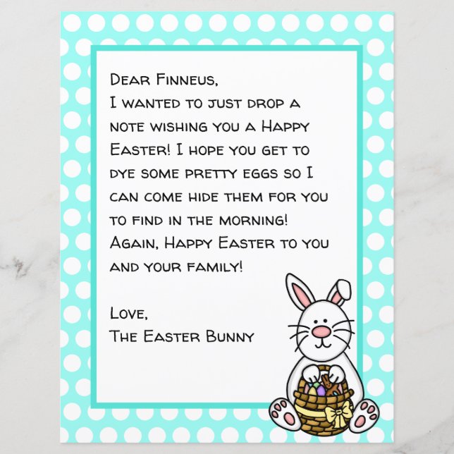 Papier Lettre lapin de Pâques personnalisée (Devant)
