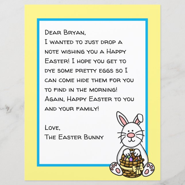 Papier Lettre lapin de Pâques personnalisée (Devant)
