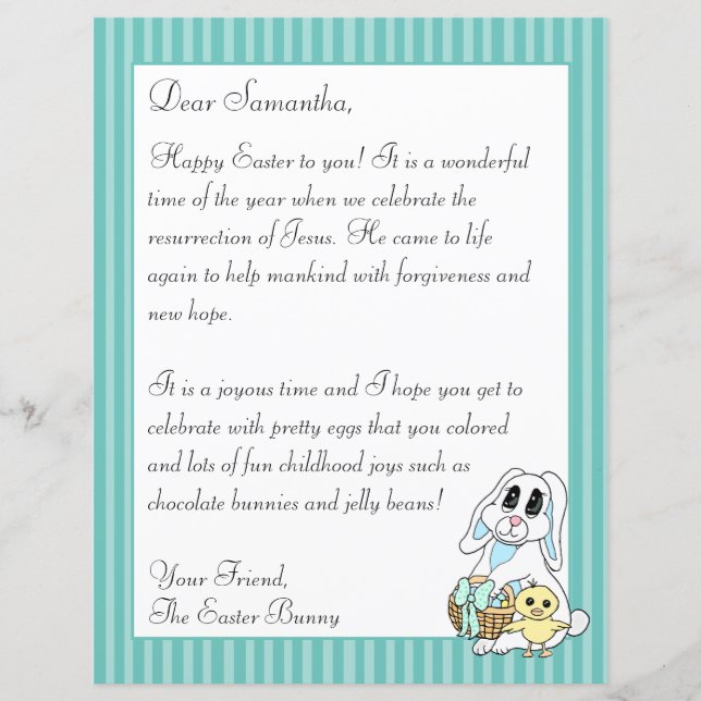 Papier Lettre lapin de Pâques religieuse pour votre prosp (Devant)