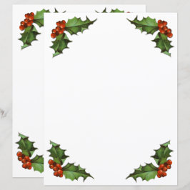 Papier Lettre Noël Holly et Berries
