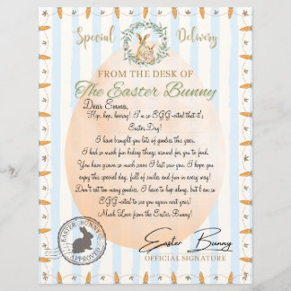 Papier Lettre officielle du lapin de Pâques (Bleu)