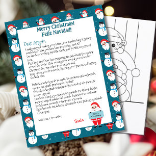 Papier Lettre Père Noël bilingue personnalisée pour Spa p