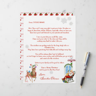 Papier Lettre père Noël North Pôle Reindeer à votre enfan