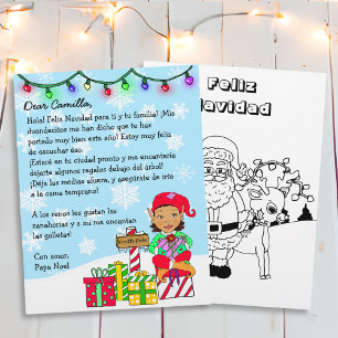 Papier Lettre personnalisée de Père Noël avec Elfe hispan