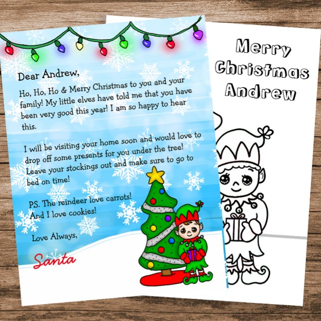 Papier Lettre personnalisée de Père Noël + Coloriage (Créateur téléchargé)