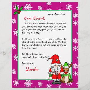 Papier Lettre personnalisée de Père Noël pour enfants