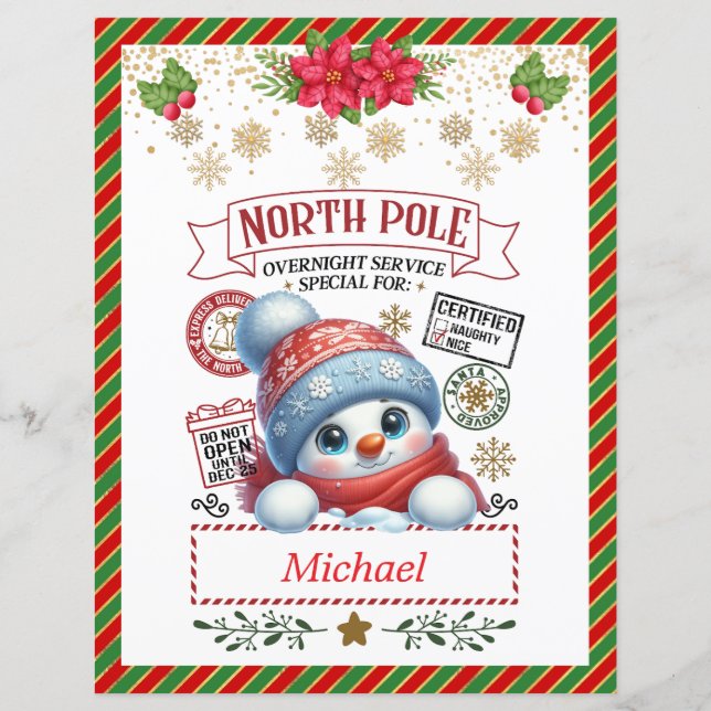 Papier Lettre personnalisée de Père Noël pour enfants Gif (Dos)