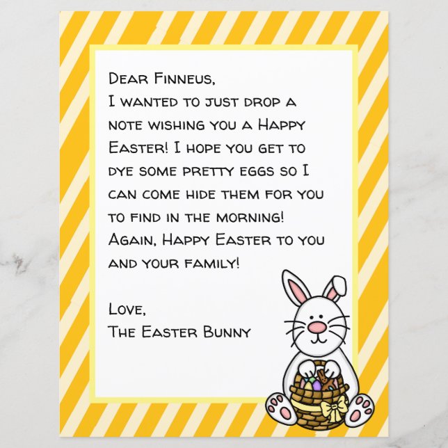 Papier Lettre personnalisée du lapin de Pâques joyeux (Devant)