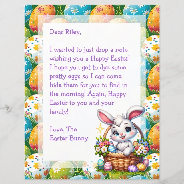 Papier Lettre personnalisée du lapin de Pâques pour les e (Devant)