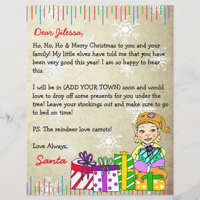 Papier Lettre personnalisée du Père Noël (Devant)
