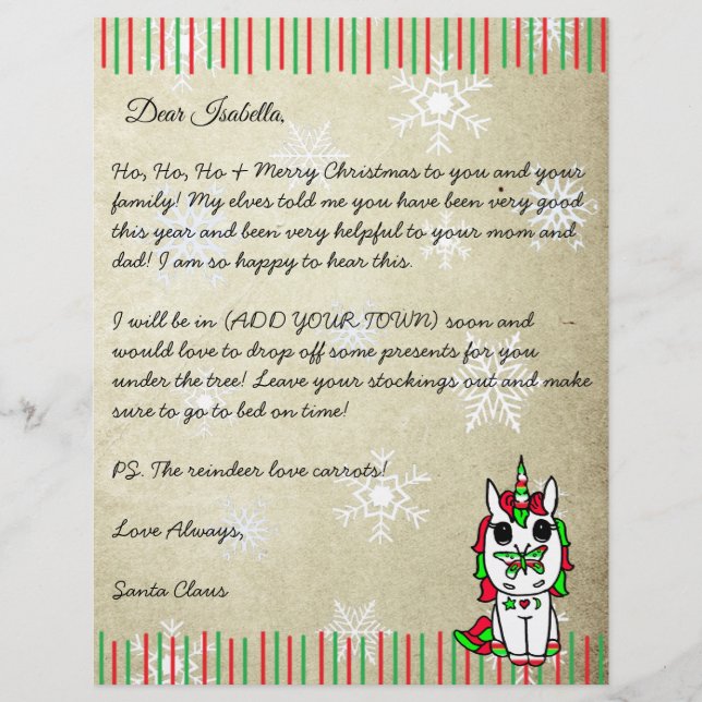 Papier Lettre personnalisée du Père Noël (Devant)