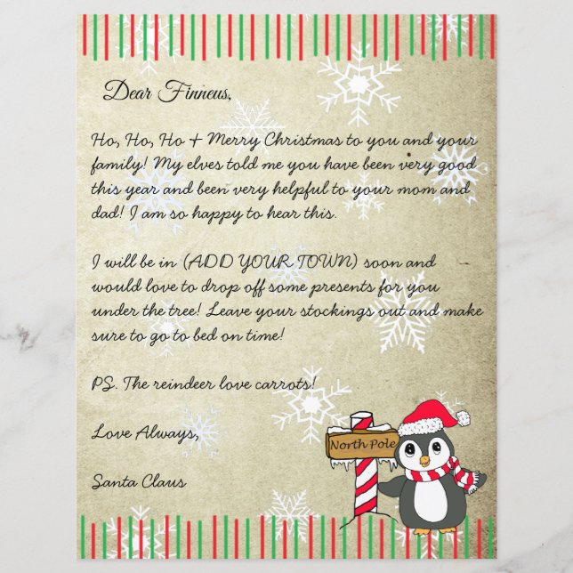 Papier Lettre personnalisée du Père Noël (Devant)