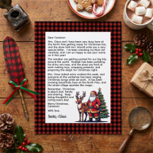 Lettre personnalisée du Père Noël à carreaux rouge
