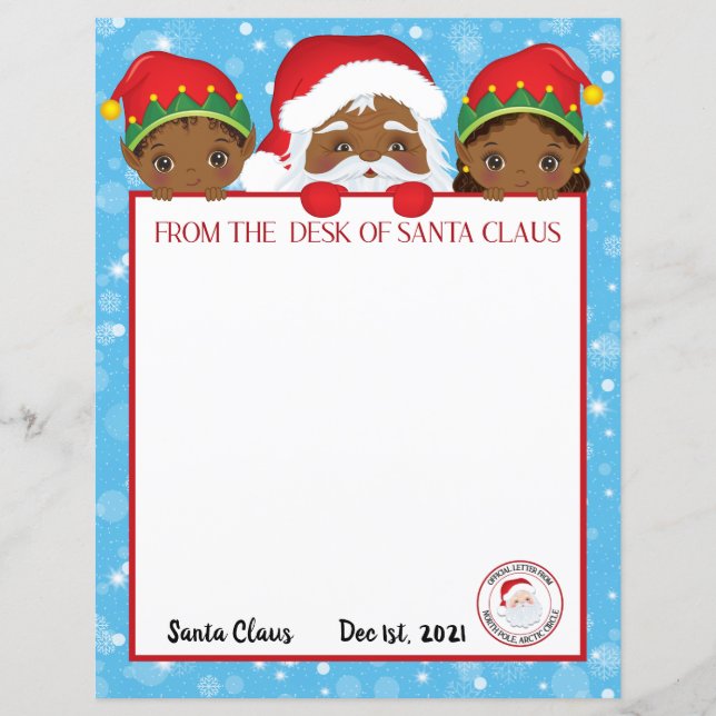 Papier Lettre personnalisée du Père Noël noir (Devant)