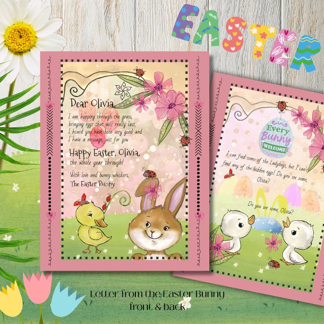 Papier Lettre Rose Magique du Lapin de Pâques (Magical Pink Letter from the Easter Bunny )