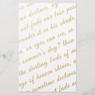 Papier Lettre Script Faux Gold Typographie Poésie Blanc