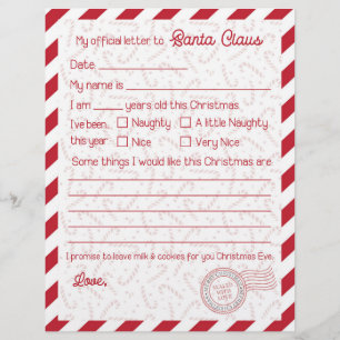 Papier Lettre Sucre de canne rouge au Père Noël Stationna
