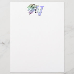 Papier Lettre V Monogramme initial Gardien Ange Alphabet