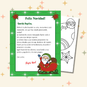 Papier Lettre verte de Père Noël pour les enfants en espa