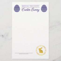 Papier Lettre Violette Du Blank Bunny De Pâques